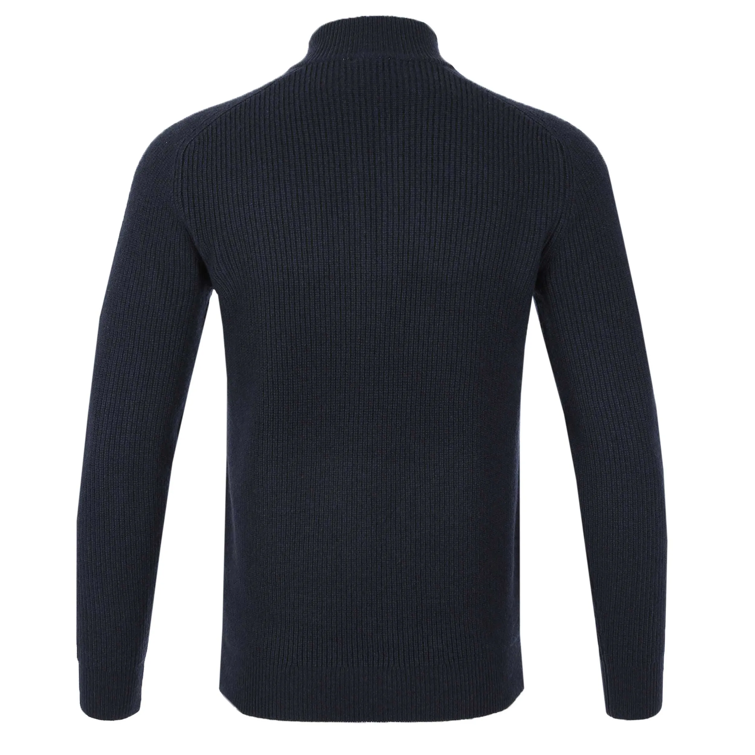 Thomas Maine 1/4 Zip Lambs Wool Knitwear in Navy