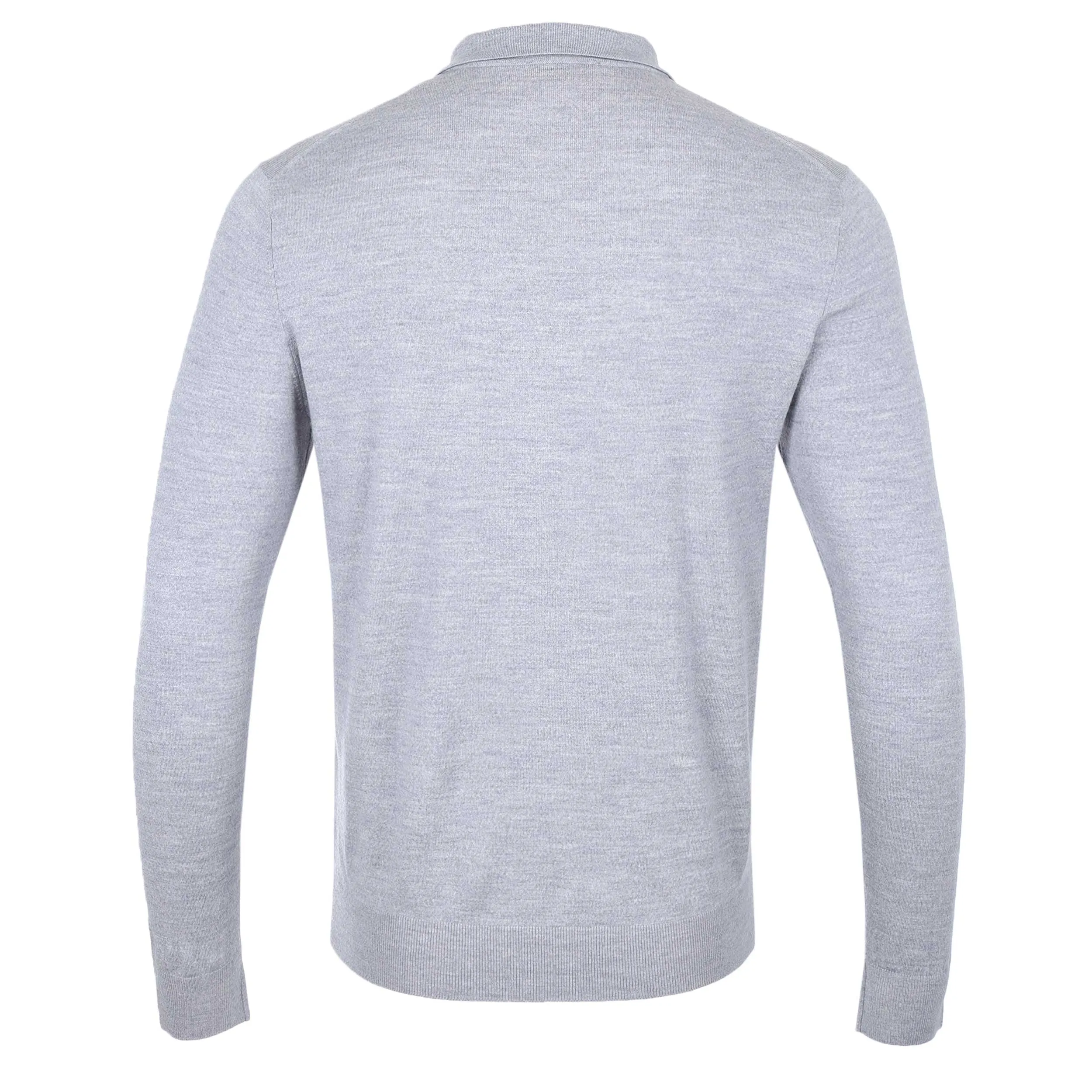 Thomas Maine Zip Knitted Long Sleeve Polo in Grey