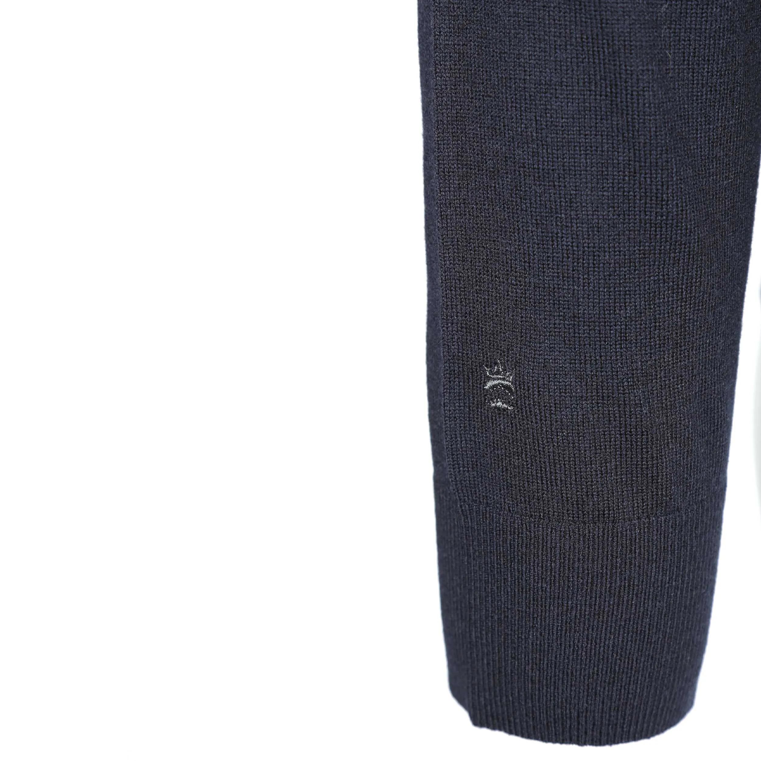 Thomas Maine Zip Knitted Long Sleeve Polo in Navy