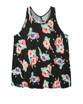 Trefoil Tank with Twist Back Detail | Black / Coral