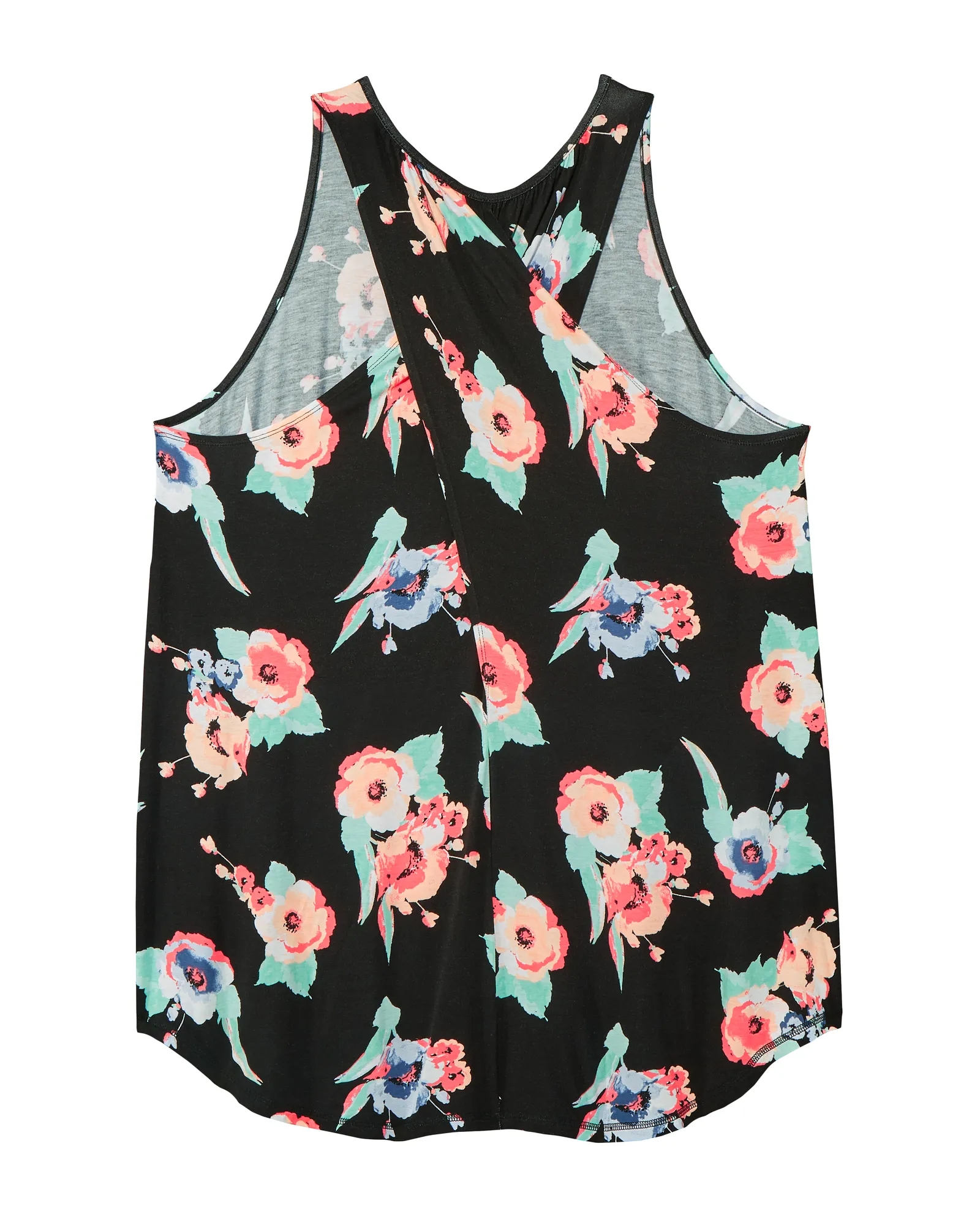 Trefoil Tank with Twist Back Detail | Black / Coral