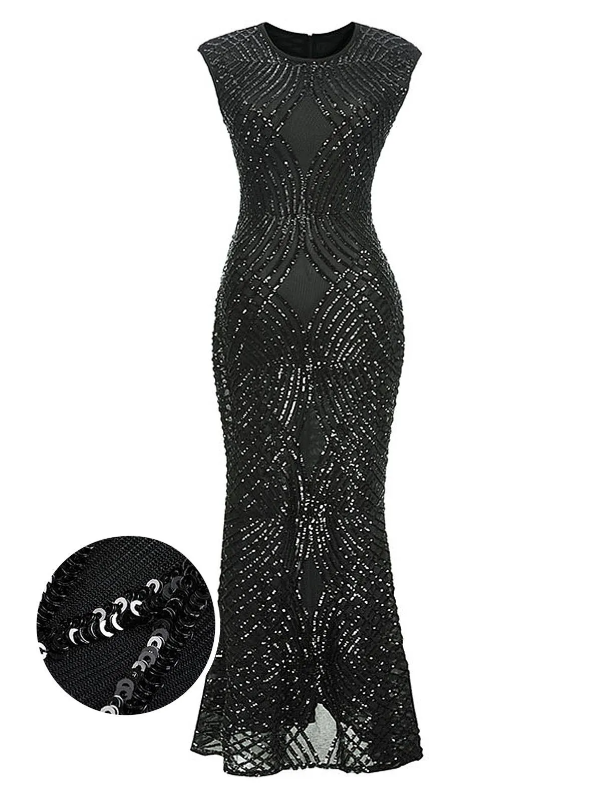 [US Warehouse] 1920s Sequined Sleeveless Geometric Dress