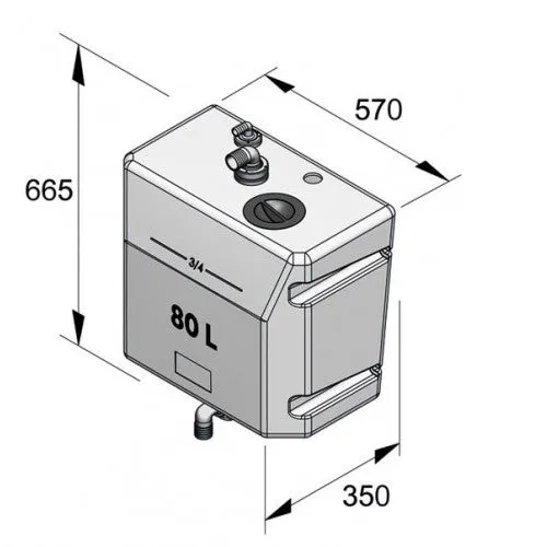 VETUS BULKHEAD MOUNTED WASTE TANK 80 LITRE