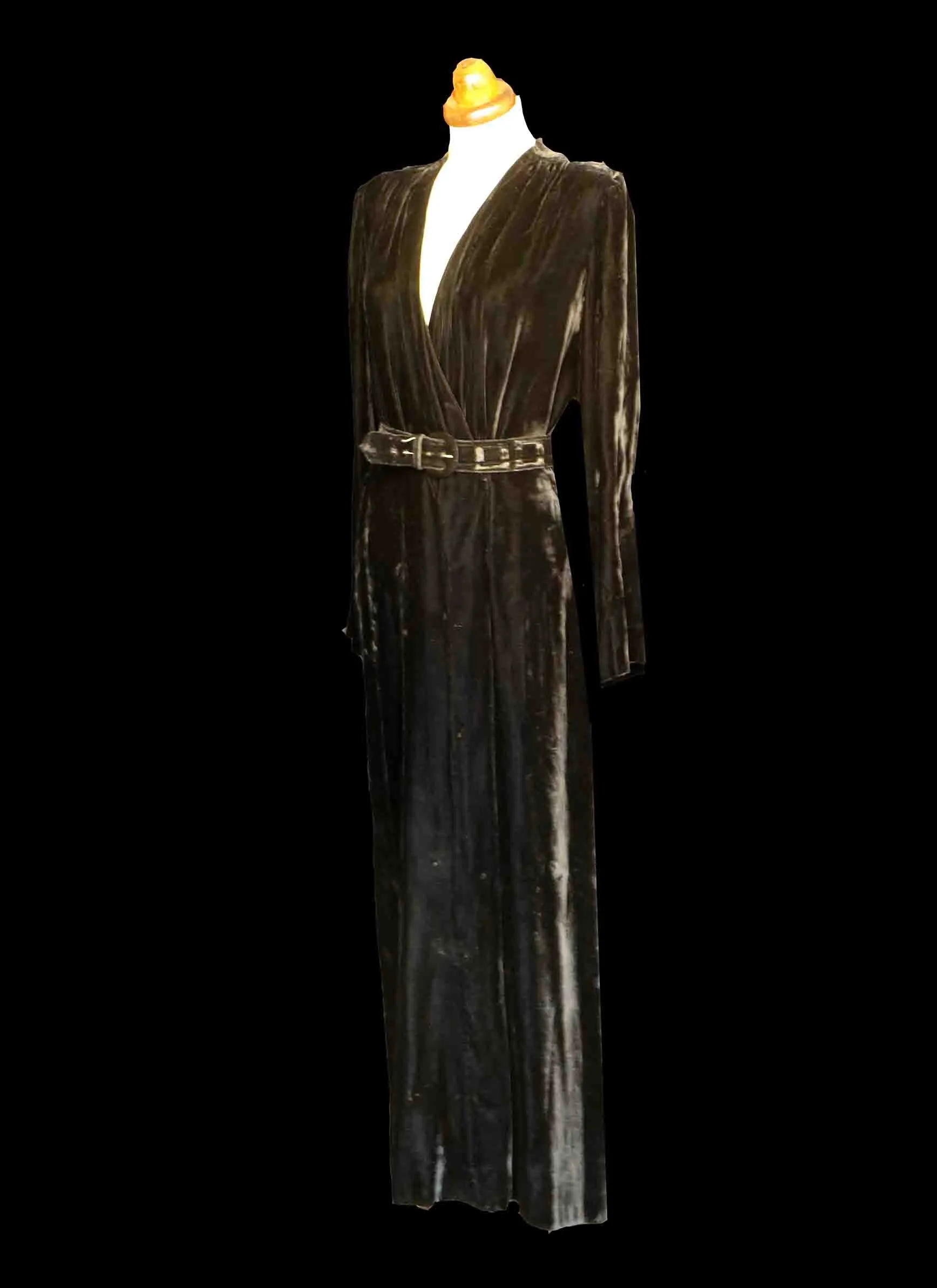 Vintage 1940s Black Velvet Wrap Dress