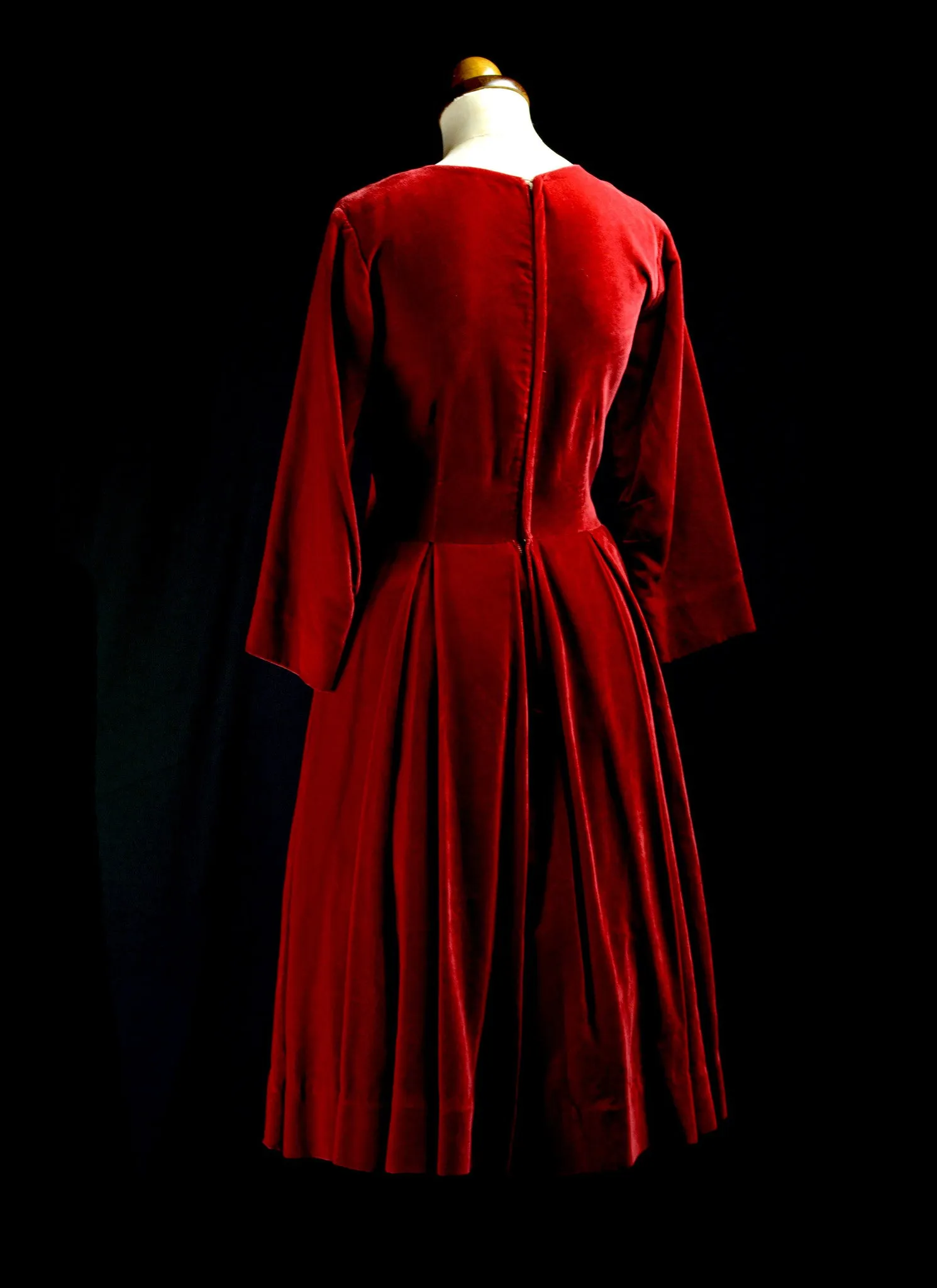 Vintage 1950s Red Velvet Dress