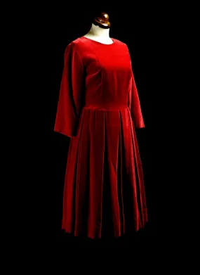 Vintage 1950s Red Velvet Dress