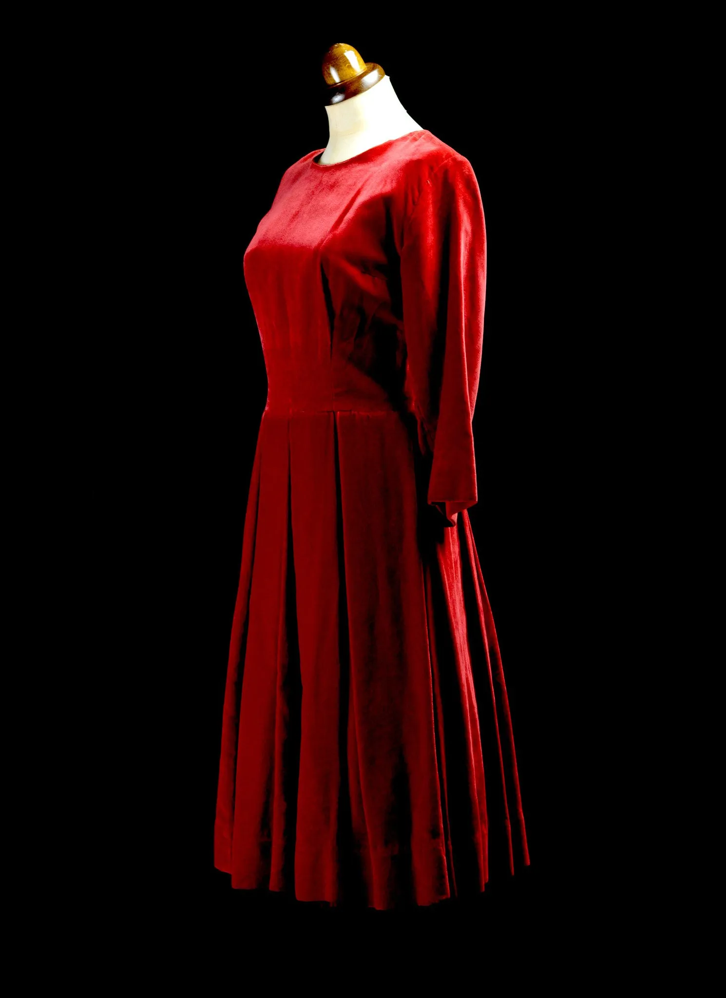 Vintage 1950s Red Velvet Dress