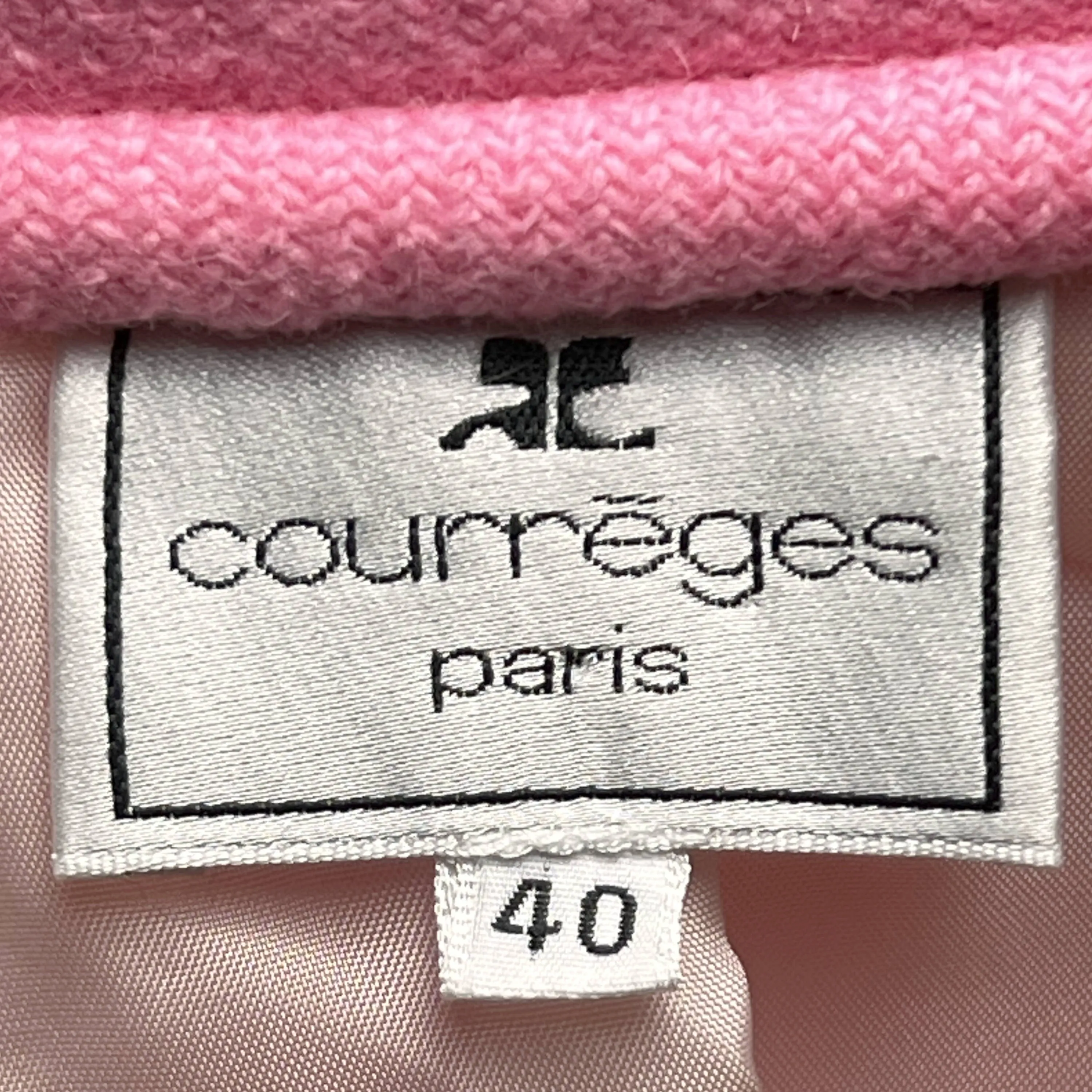 Vintage 1980s Courreges Suit Skirt & Jacket Pink Wool Sz 40