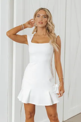 White Sleeveless Pleated Mini Dress