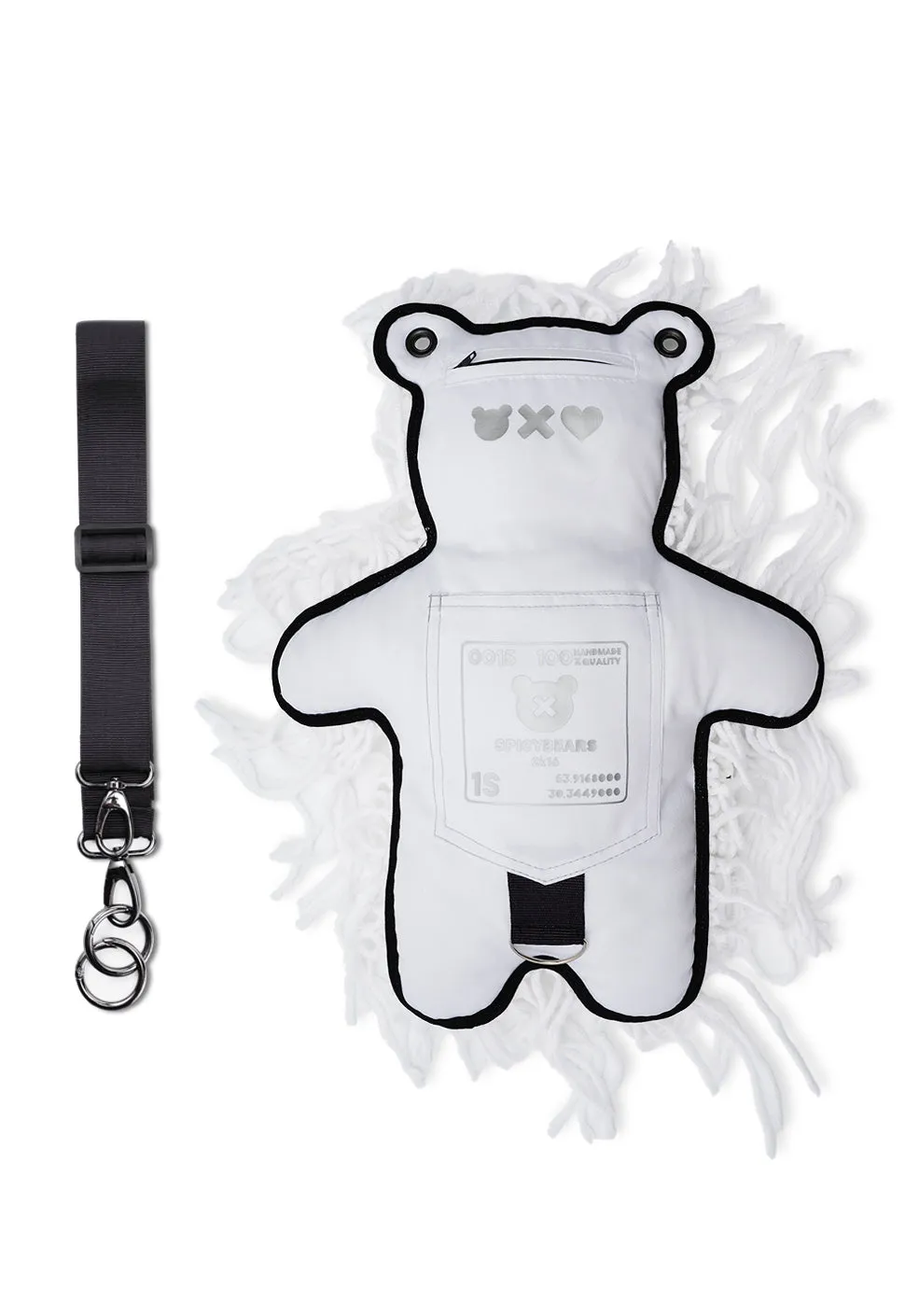 White | White Semi-Wool Coat | Spooky Bear Bag