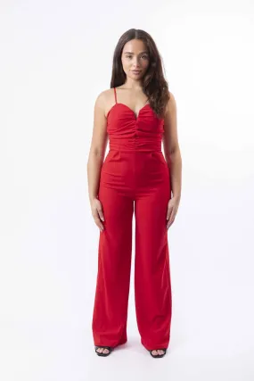 Wide Leg Adjustable Strapps Padded Cups Party Jumpsuit