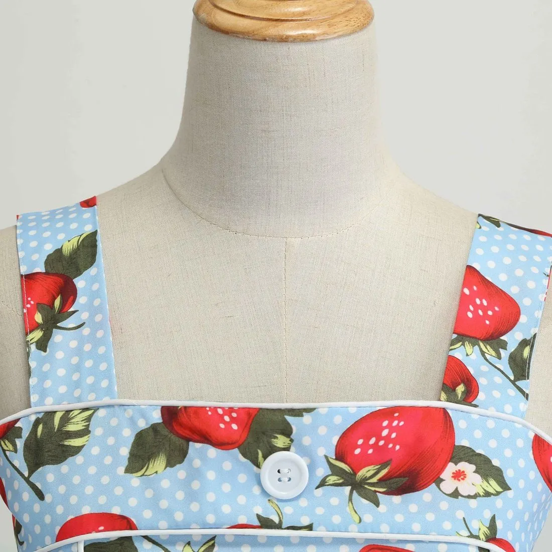 Women Cherries Strawberry Print Vintage Prom Dress Sleeveless 1950s Retro Evening Party Dress