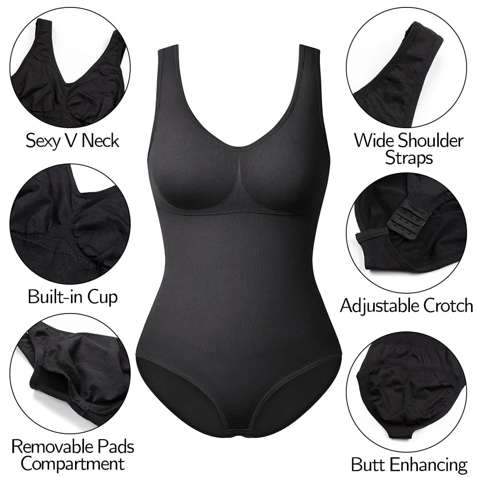 Women Shapewear Bodysuit Waist Trainer Vest Full Body Shaper Bodysuits  Underwear Sexy V Neck Tank Tops