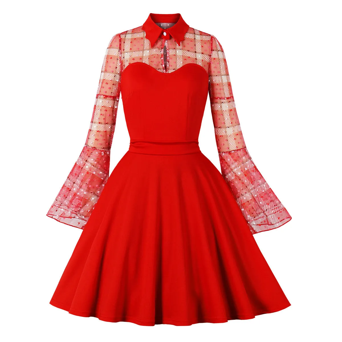 Women's Audrey Retro Rockabilly Prom 50's 60's A-Line Swing Dress