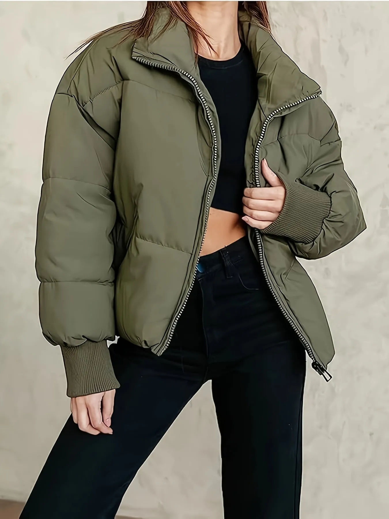 Women's Fashion Winter Cropped Cropped Warm Cotton Jacket Loose Cropped Padded Jacket Jacket