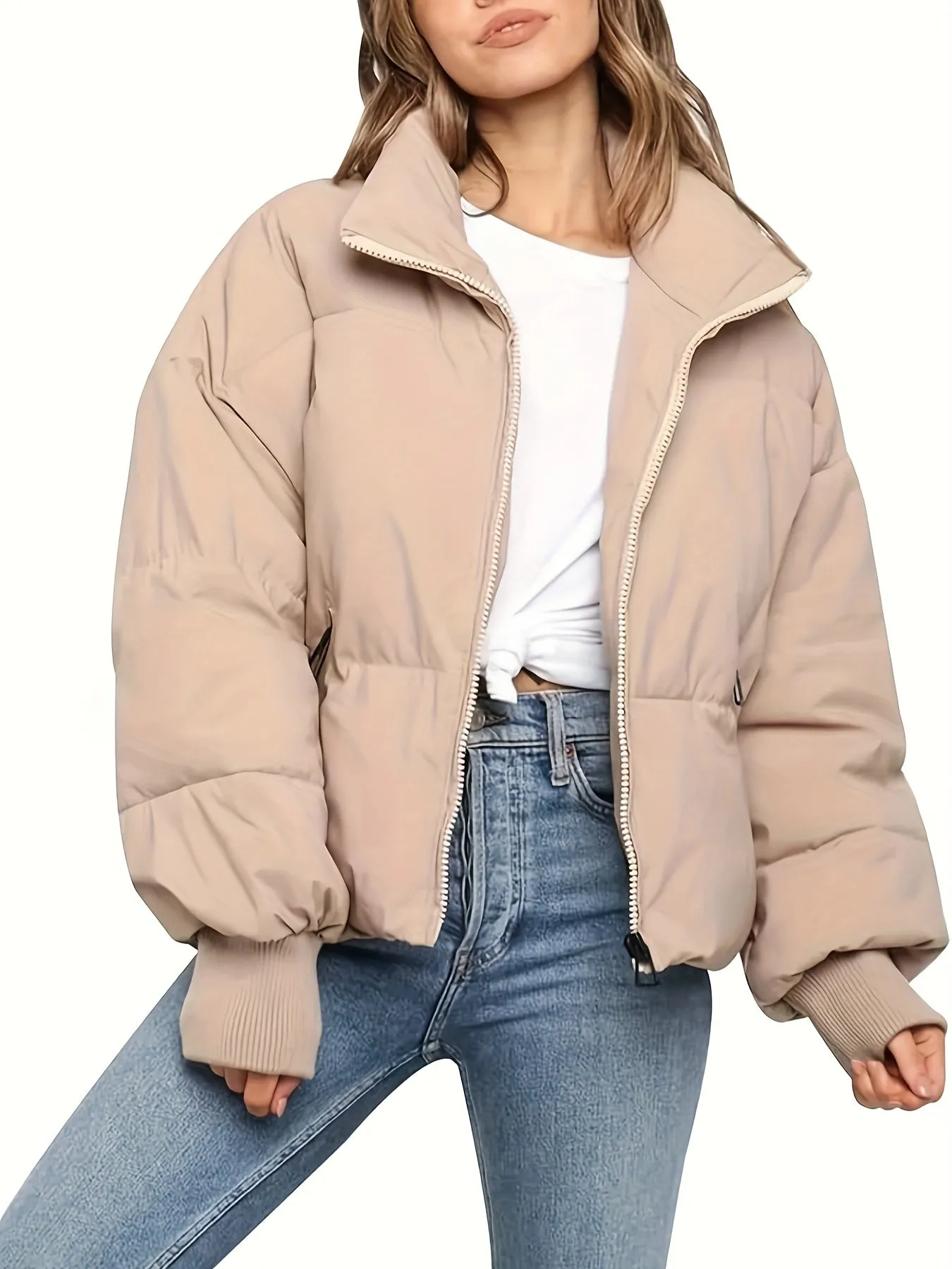 Women's Fashion Winter Cropped Cropped Warm Cotton Jacket Loose Cropped Padded Jacket Jacket