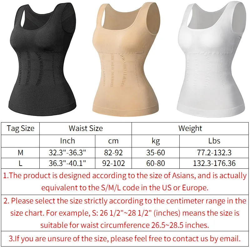 Women's Padded Shapewear Camisole Body Shaper Compression Shirt With Pads Waist Trainer Tummy Control Tank Tops Seamless Corset