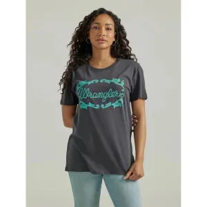 WOMEN'S WRANGLER WESTERN GRAPHIC BOYFRIEND TEE IN CHARCOAL