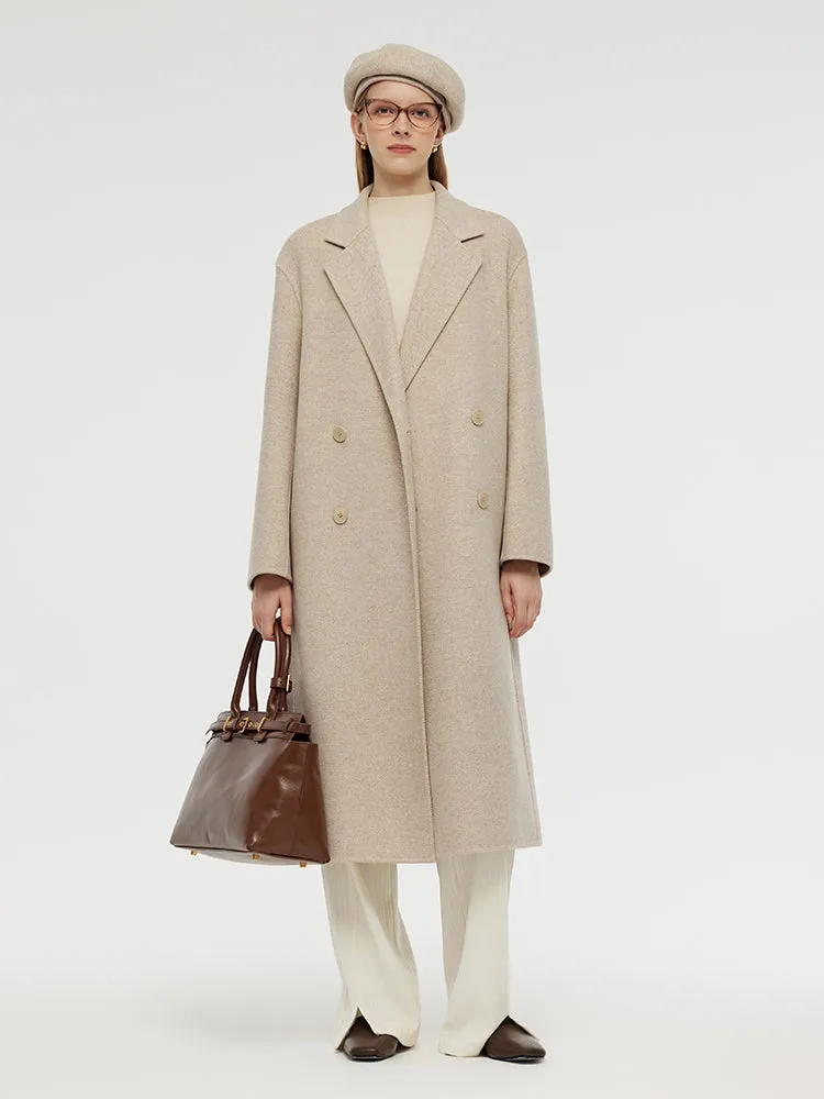 Wool Cashmere Herringbone Double-Faced Unisex Coat