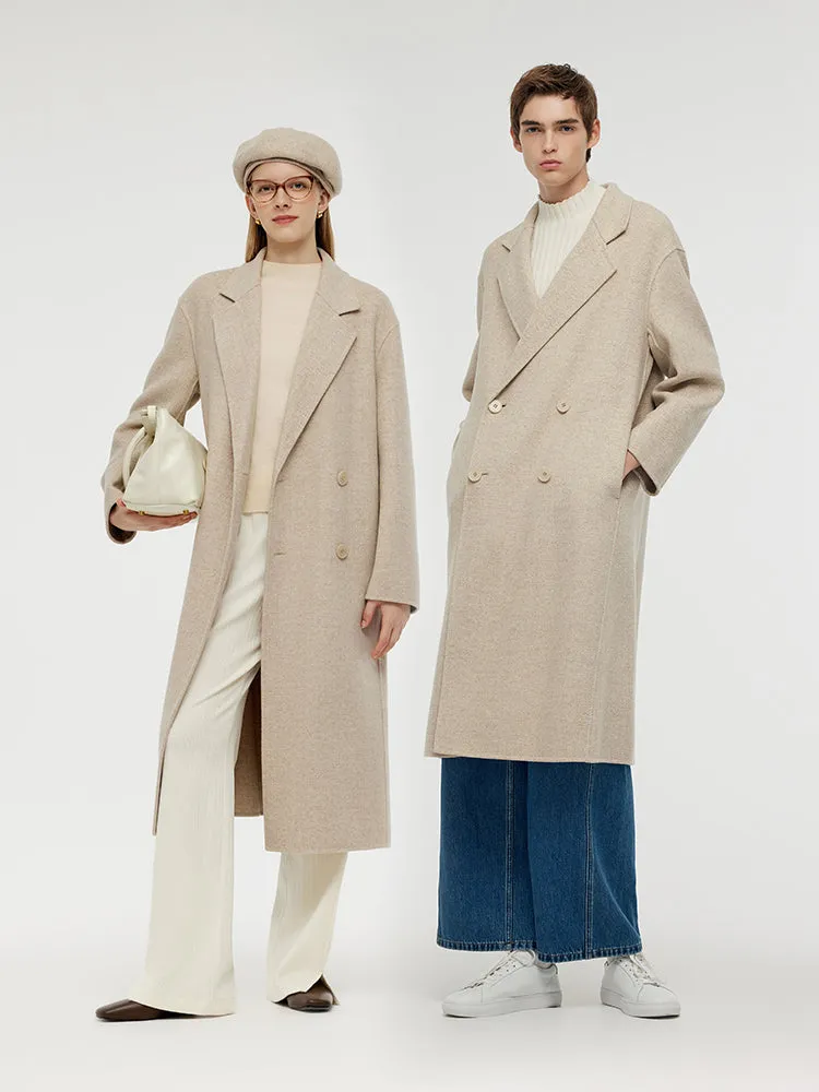 Wool Cashmere Herringbone Double-Faced Unisex Coat