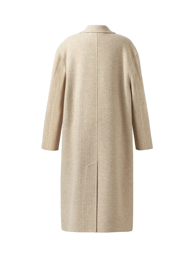 Wool Cashmere Herringbone Double-Faced Unisex Coat