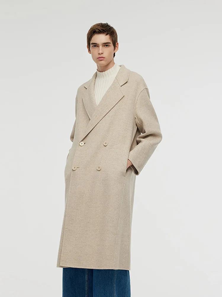 Wool Cashmere Herringbone Double-Faced Unisex Coat