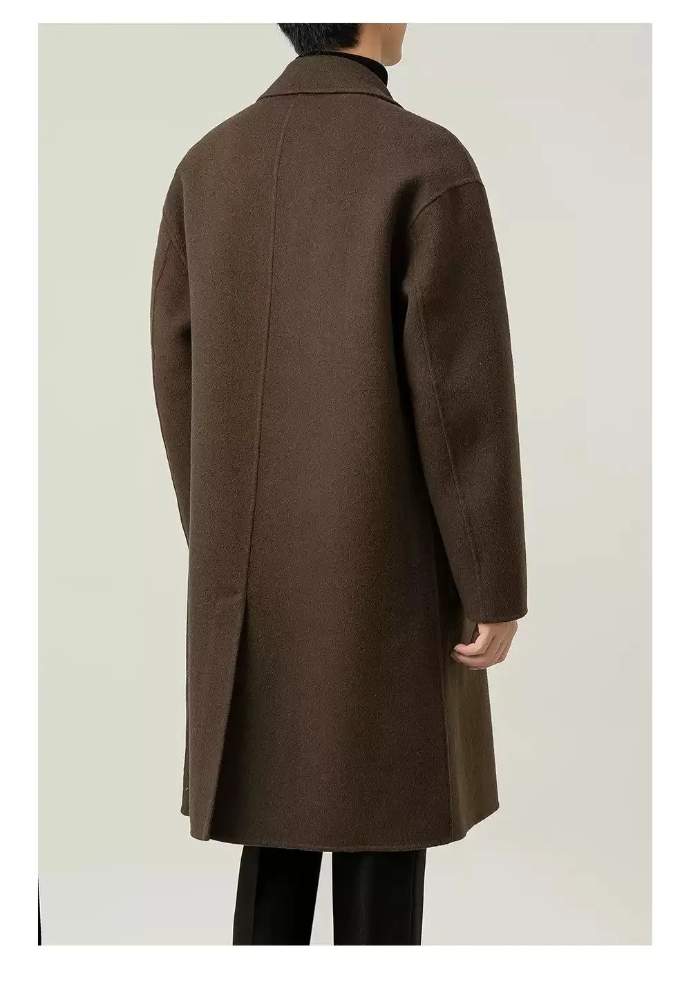 Zhou Double-Breasted Pocket Blend Wool Long Coat